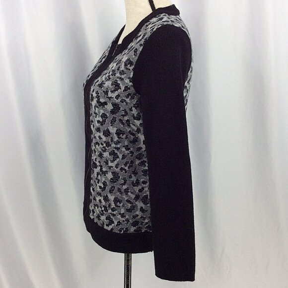Pendleton Cardigan Sweater Womens Small Full Zip Leopard Print Wool Metallic - Picture 4 of 8